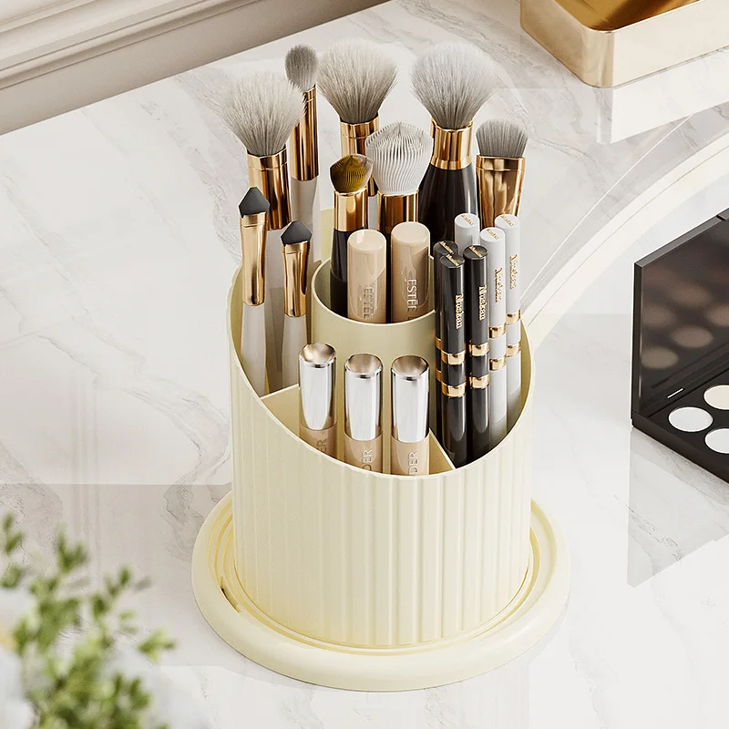 Rotating Birdcage Makeup Brush Organizer - 360° Spinning Cosmetic Holder, Compact Travel Case for Bathroom Vanity Countertop 6