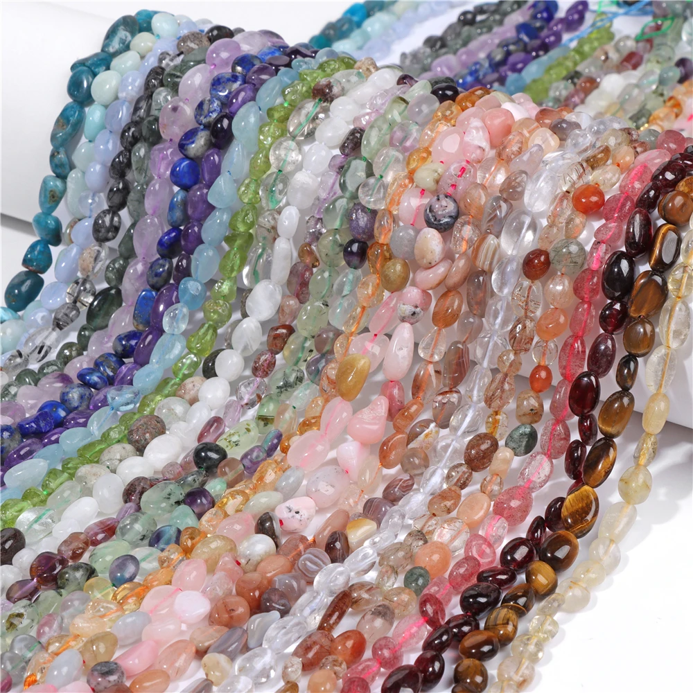 31 Types Irregular Nugget Stone Beads Natural Fluorite Polished Tiny Flat Purple Oval Quartz Beads For DIY Making Jewelry Decor