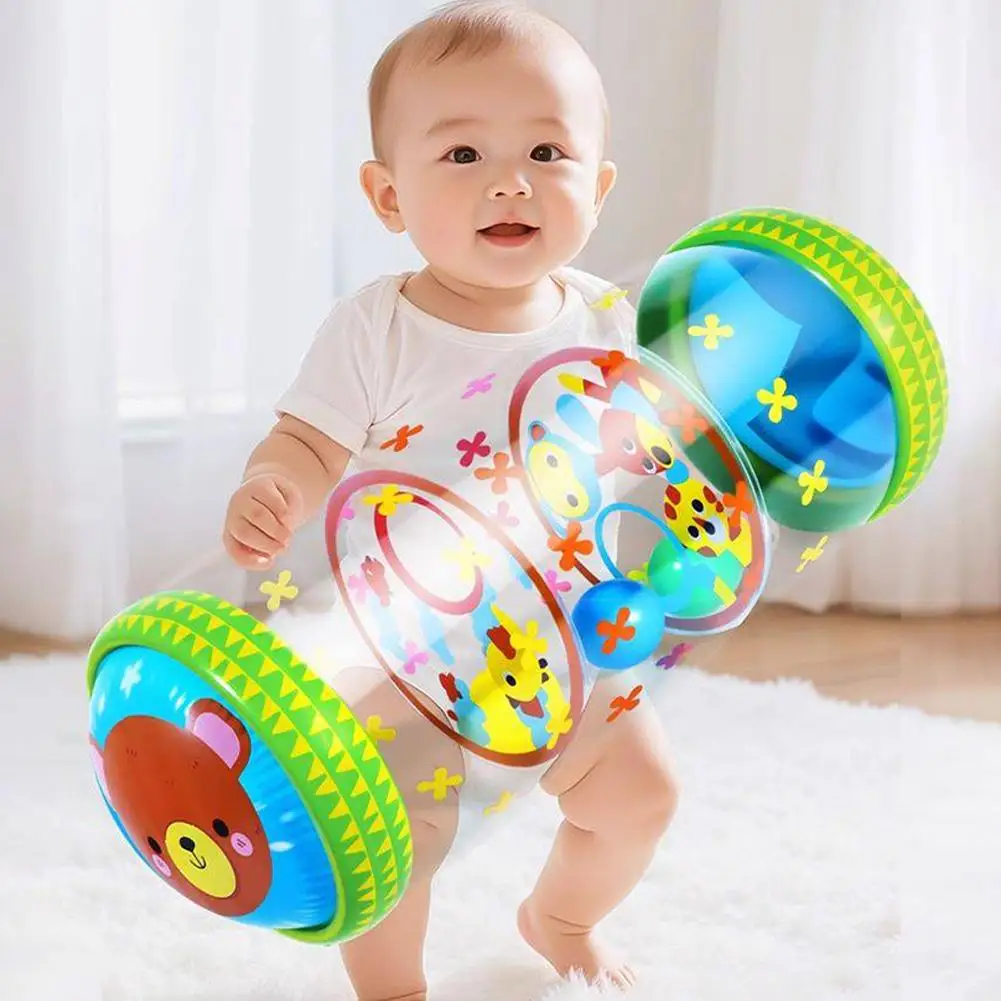 Aufblasbare Krabbelrolle für Babys mit Rasselbällen, PVC-Lernspielzeug für Kleinkinder, Krabbel-Lernrolle – Detail 2