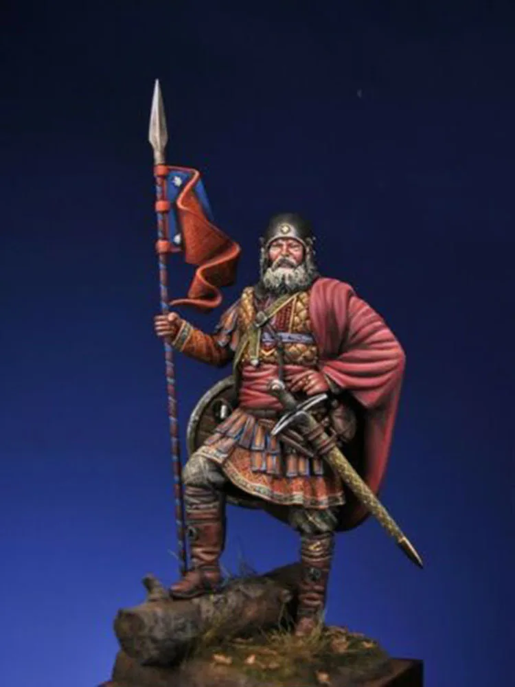 

New Unassembled 1/24 75MM ancient warrior Russia stand 75 mm Resin Figure Unpainted Model Kit