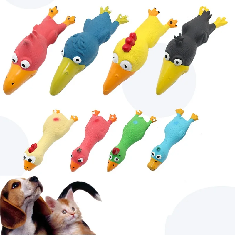 

Natural Rubber Dog Toy Chicken Pet Latex Vocal Screaming Toys Tooth Cleaning Cat Bite Vocal Bird Squeak Chew Duck Puppy Chew Toy