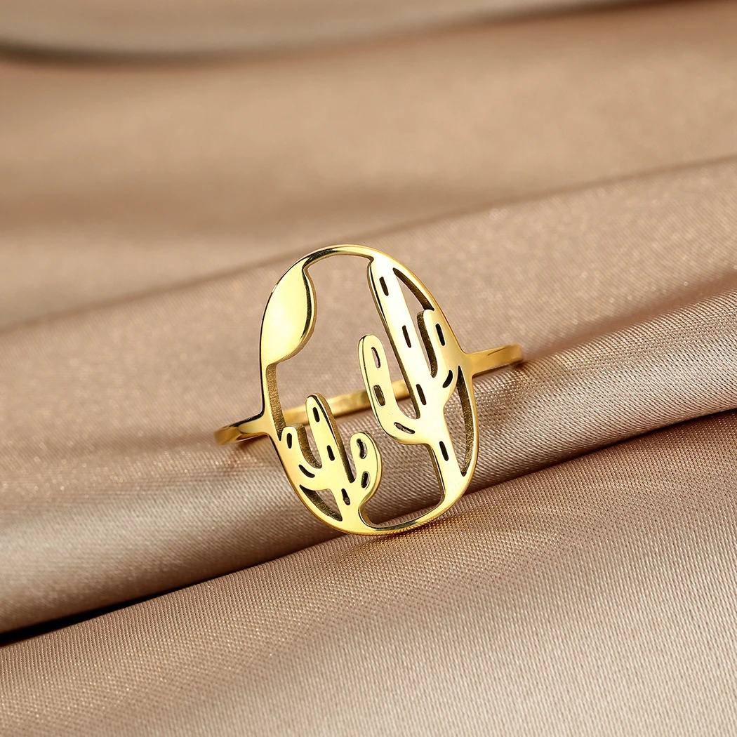 Anillo Geométrico de Flor y Hoja Vintage (Acero Inoxidable Dorado) Sd18a3da784cb4154a200b9d7d3d099b4i