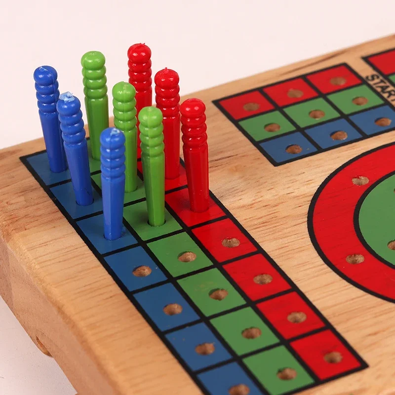 Gioco da tavolo Cribbage in legno Classico gioco da tavolo Cribbage a 3 piste con 9 picchetti Cribbage Gioco da tavolo di carte portatile per interni ed esterni per adulti - immagine 3