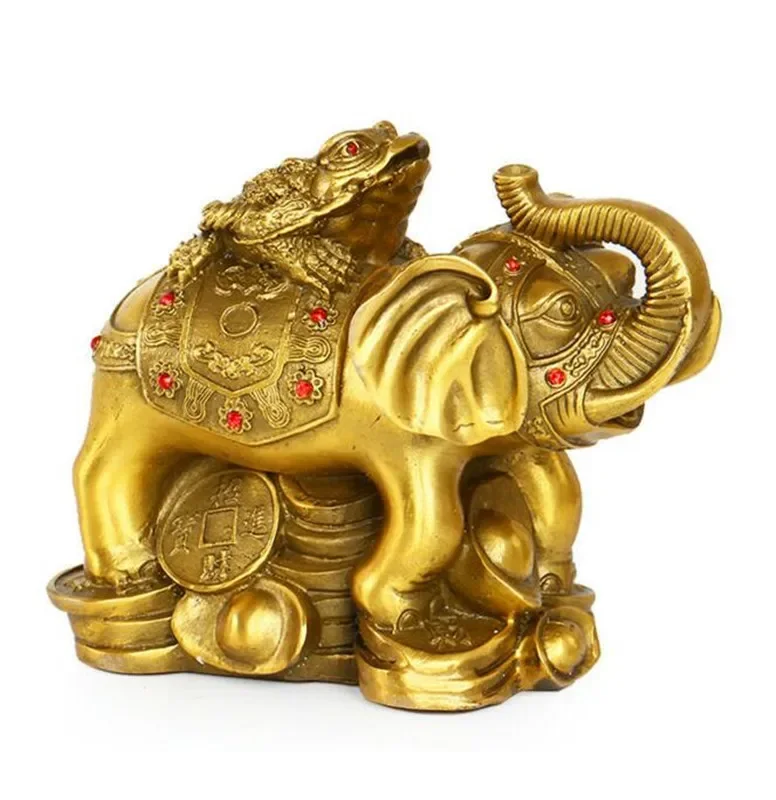 Copper Statue  Collectable Chinese Brass Carved Animal Elephant Frog Money Coin Wealth Exquisite Small Statues 2