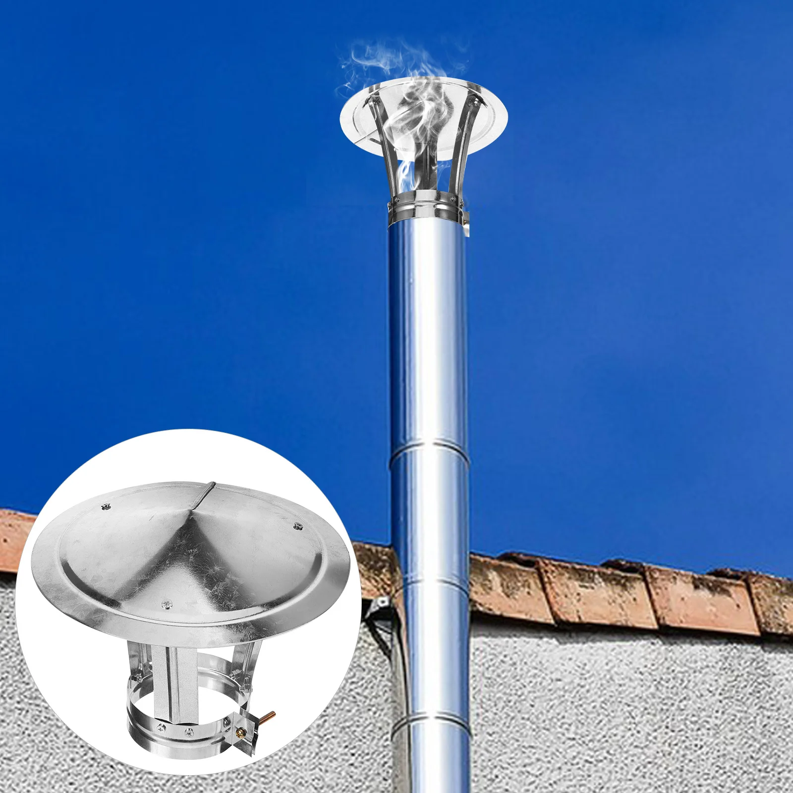 

Chimney Flashing Cap Ducting Ventilation Cover Weatherproof Protector Exhaust Pipe Iron Sheet Rv Covers Cowl Smoke Tube