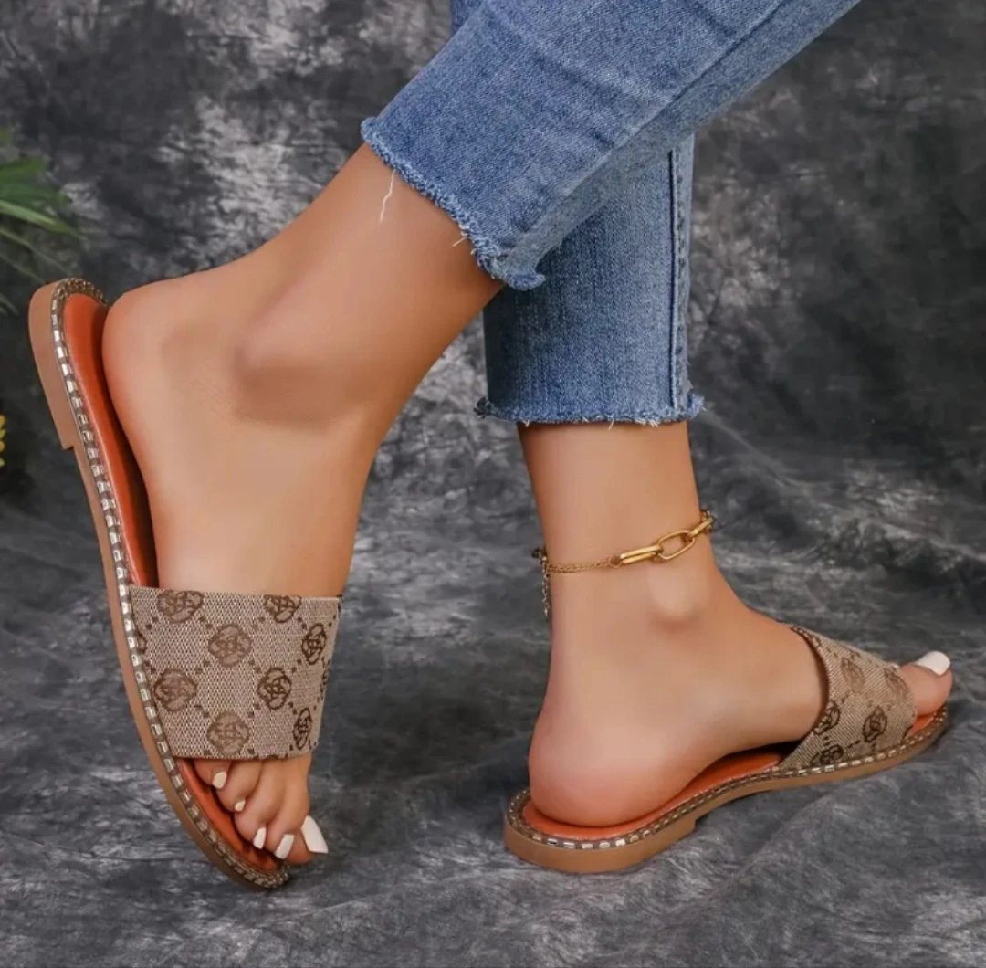 Frauen Luxus Dekor Flache Rutsche Sandalen Fashion Floral Design Sommer Casual Elegante Sexy Outdoor Büro Rutschen Slip-on 2025, mujer – Detail 3