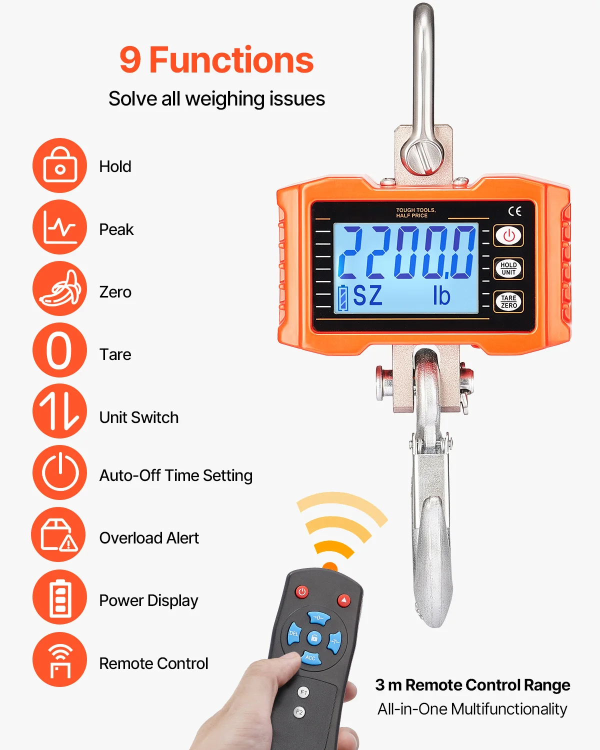 Digital Hanging Crane Scale with Remote Control