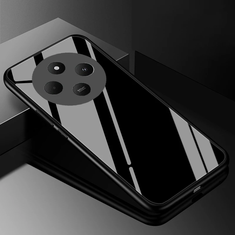 Durable Tempered Glass Phone Case with Hard Back Bumper
