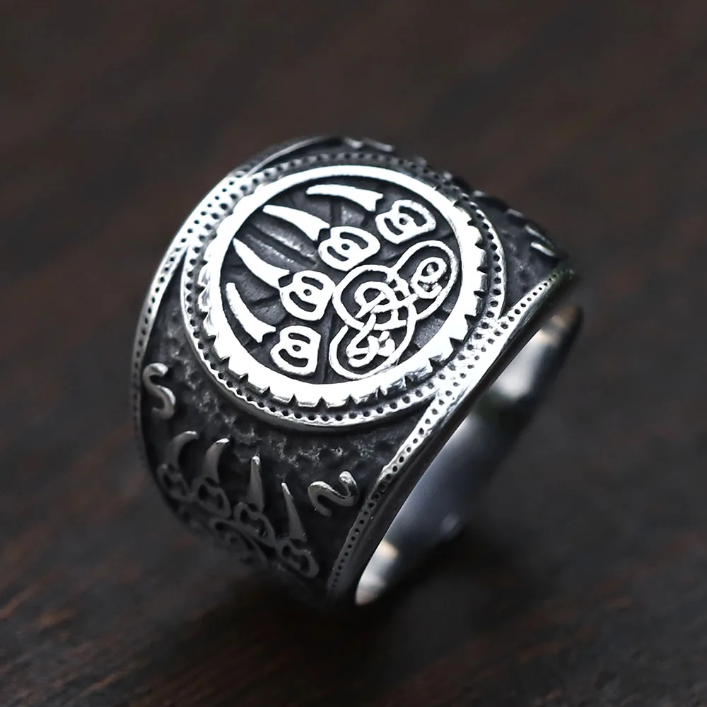 

2023 NEW Men's 316L stainless-steel rings Vintage viking amulet Odin Celtic Knot Rune Bear paw Jewelry Gift free shipping