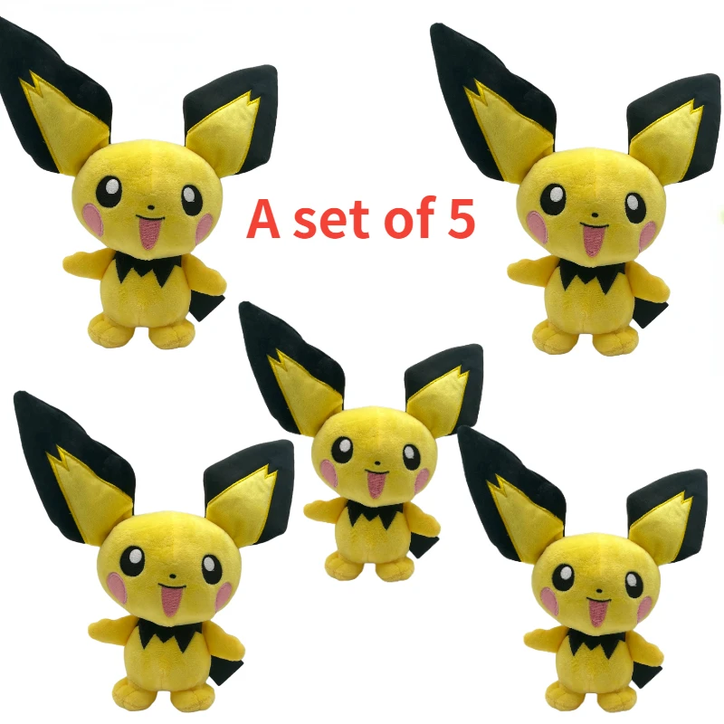 

5pcs 25cm TAKARA TOMY Pokemon Pichu Plush Toys Soft Stuffed Animals Toys Doll Gifts for Children Kids