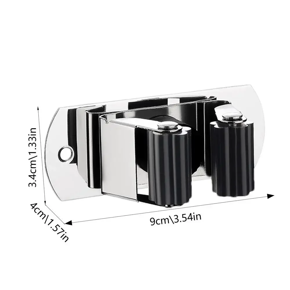 Description Picture 2 of item304 Stainless Steel Mop Broom Holder Wall Mounted Strong Self-Adhesive Kitchen Bathroom Waterproof Multi-Purpose Hanger Hook