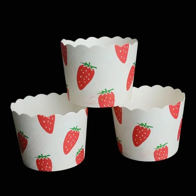 50pcs/bag Cute Cup Suitable Birthday Wedding Baking Tool Red Strawberry Letter Cupcake Paper Muffin Liner Cases Kitchen Supplies
