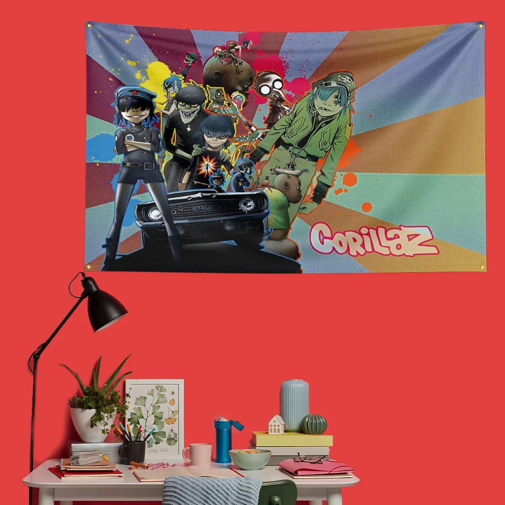 Gorillaz-Inspired Rock Music Flag - Large Decorative Banner
