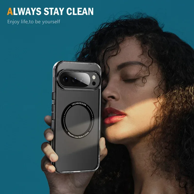 HD-Transparent Magnetic Shockproof Phone Case with Crystal Hard Cover