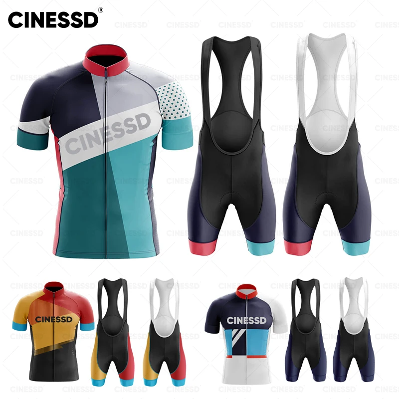 

Men Breathable Cycling Clothing Set CINESSD Team cycling Summer Maillot Cycling Mtb Bicycle Clothes Suit Cycling t shirt for Man
