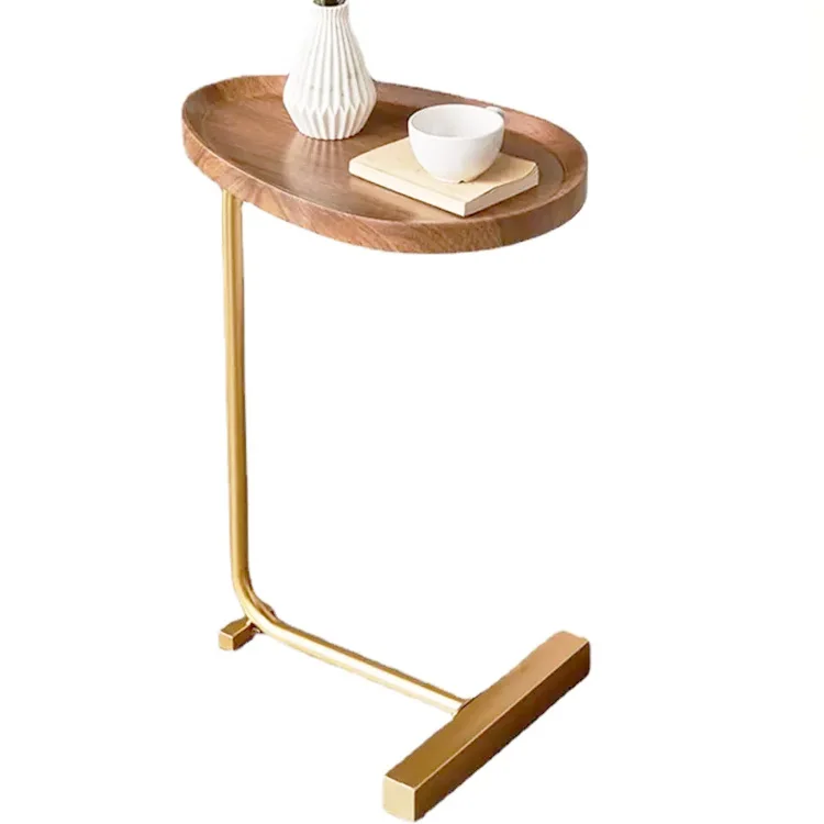 

KD Industrial Design Side Table Marble Solid Wood Movable Coffee Table With Metal Frame Easy To Assemble Sofa Side Coffee Table