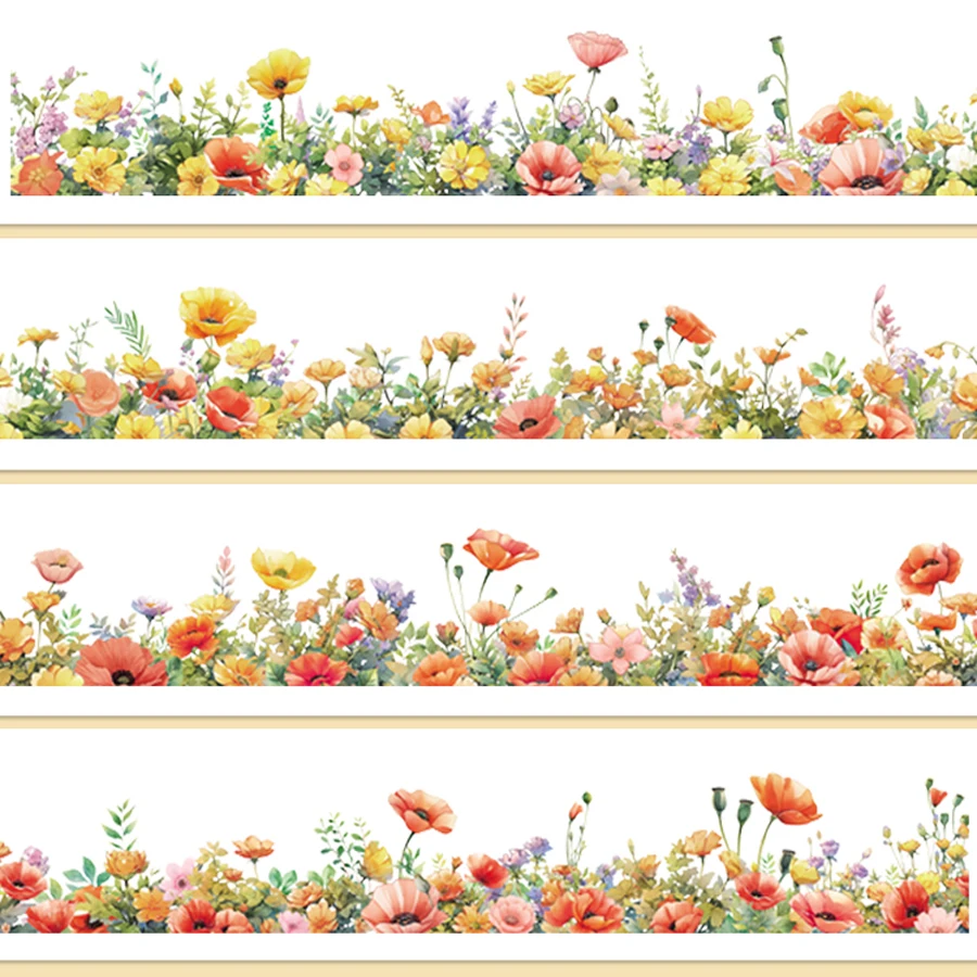 2M/ Roll Yellow Rose PET Tape Spring Flower Masking Tape DIY Scrapbooking Sticker Journal Diary Aesthetic Stationery 4