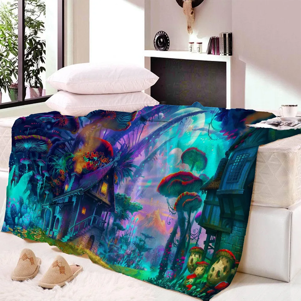 

3d Psychedelic Printed Fleece Blanket Adult Child Fleece Blanket Microfiber Bedding Drop Shipping
