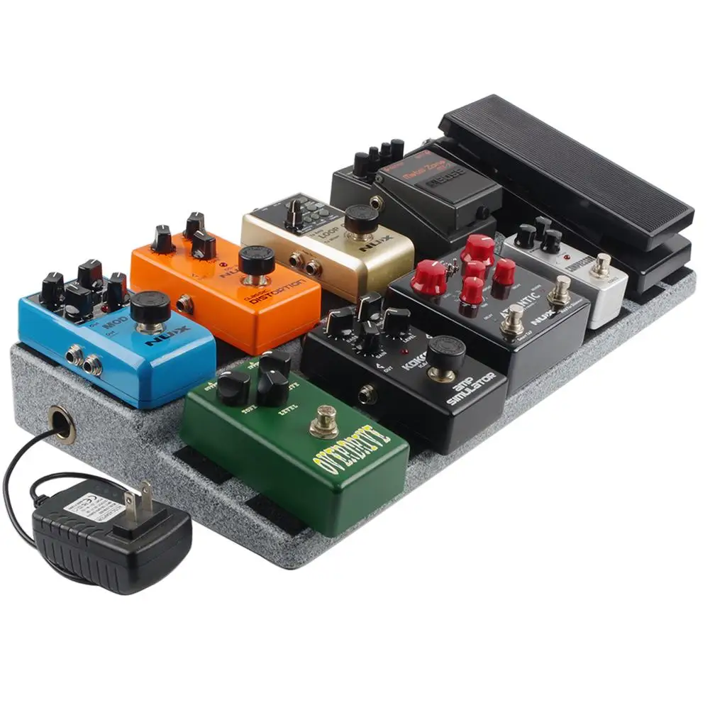 

Guitar Pedal Board 19.7'' x 10.6'' x 5.1" Large Capacity Pedalboard With Built-in Power Supply Room Carry Bag Mounting Tape