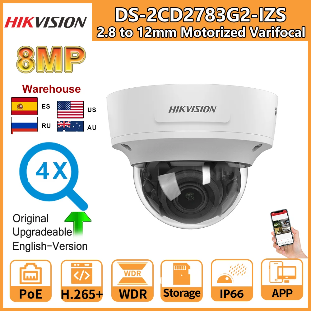 

Hikvision 8MP IP Camera 4K Security DS-2CD2783G2-IZS AcuSense 4X Zoom 2.8–12mm Motorized Varifocal CCTV Surveillance Video