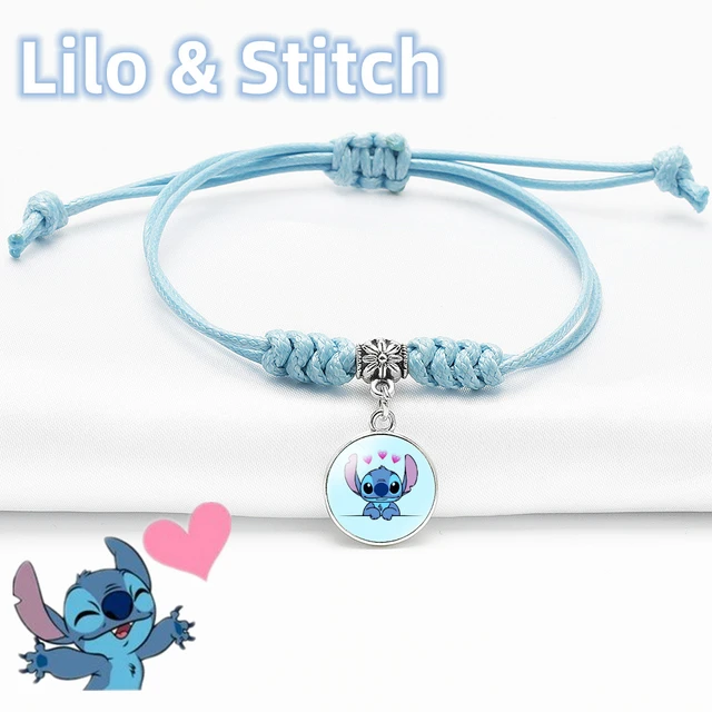 Disney-pulsera tejida de Lilo & Stitch para niño y niña, brazalete