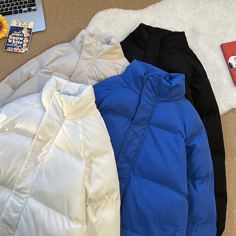 

Coat for Men for the Winter Harajuku Fashion Oversize Winter Thicken Cotton Jacket Travel Bubble Coat Warm Cropped Puffer Jacket