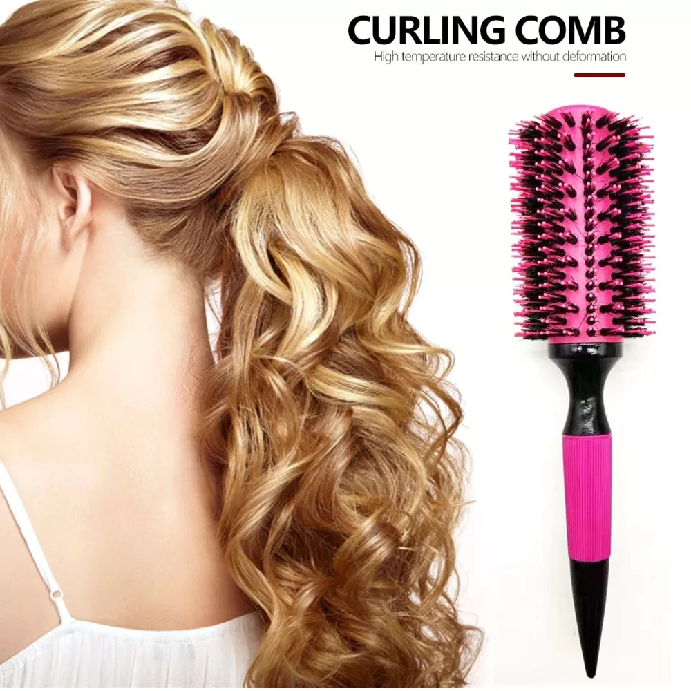 Round Hair Comb Brush With Boar Bristle Mix Nylon Styling Tools Professional Ceramics Ion Hair Brush Hairdressing Supply 2