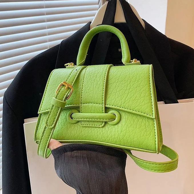 

2023 New Litchi Pattern Bag Handbag Women's New Belt Buckle Single Shoulder Straddle Bag Purses and Handbags