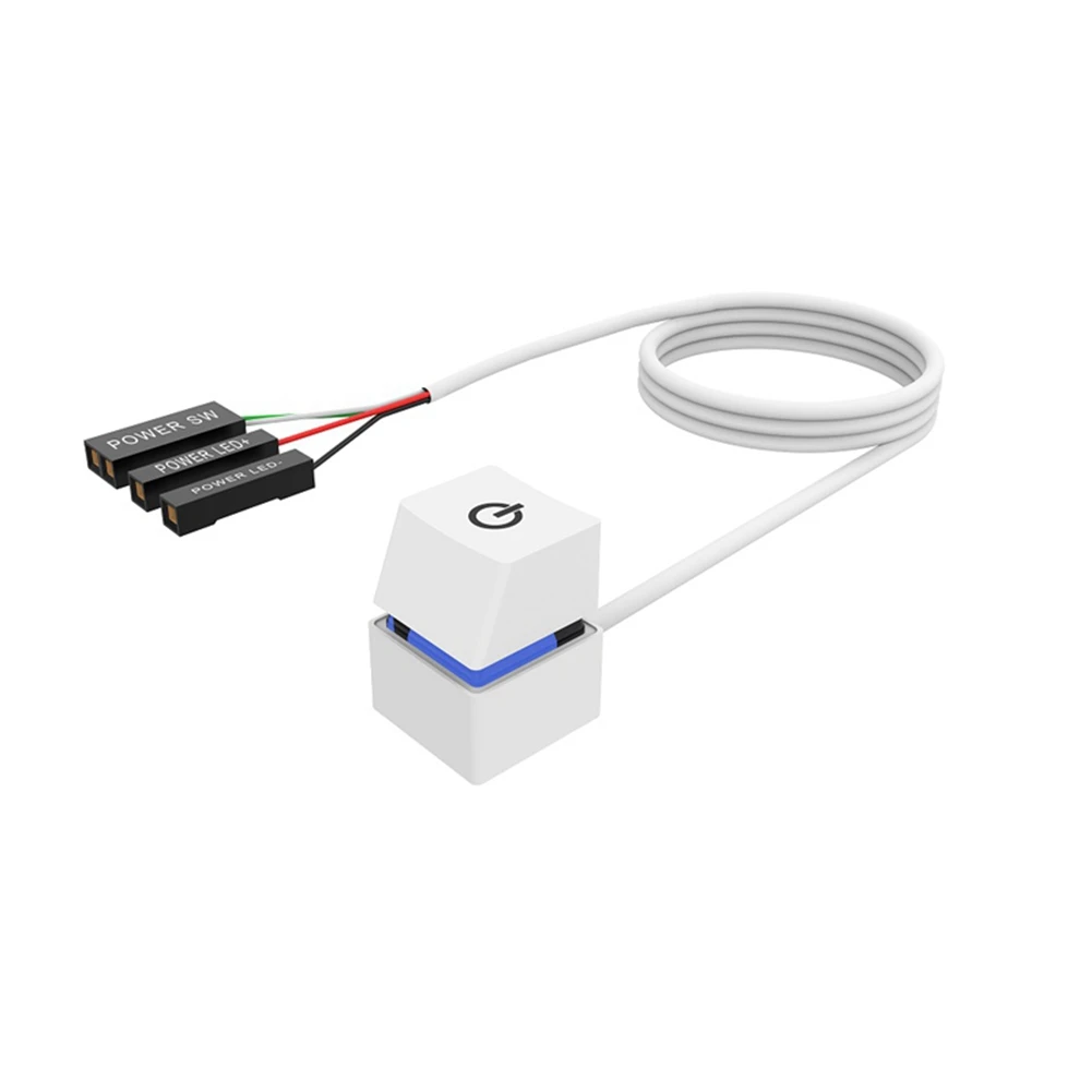 

2M Portable LED Lights Computer Desktop Switch PC External Start Power On/Off Button Extension Cable, Blue Light