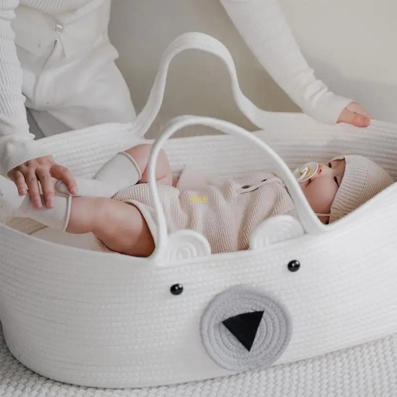 Portable Baby Cradle Excellent Cotton Nursery Baby Sleeping-Basket Brown/White Sd18b356e73f3454c8b475e104767633aa