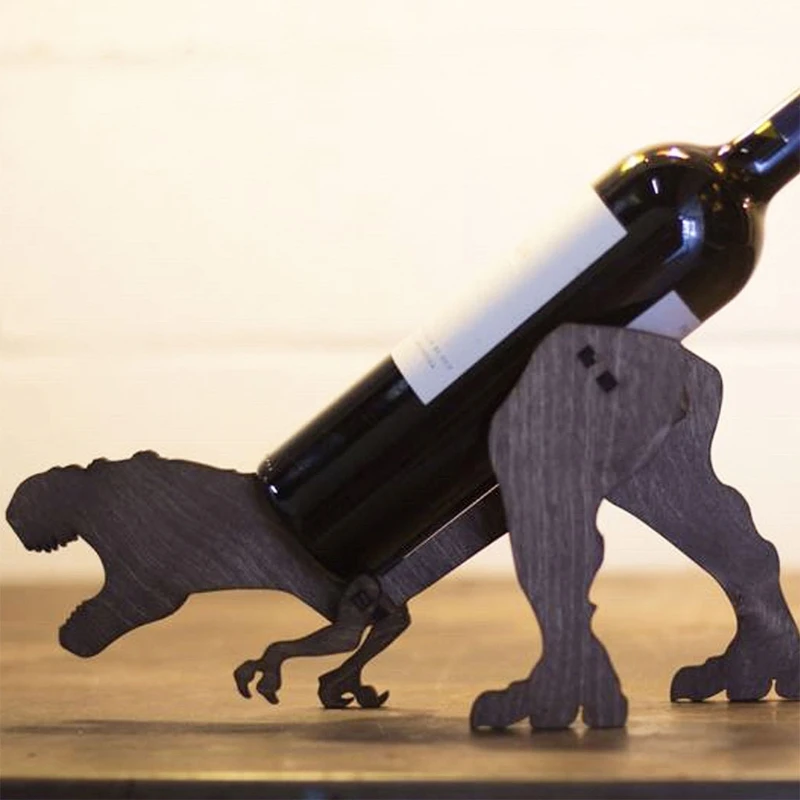 

Wooden Wine Holder Decorative Abstract Dinosaur Shape Red Wine Racks Home Decors