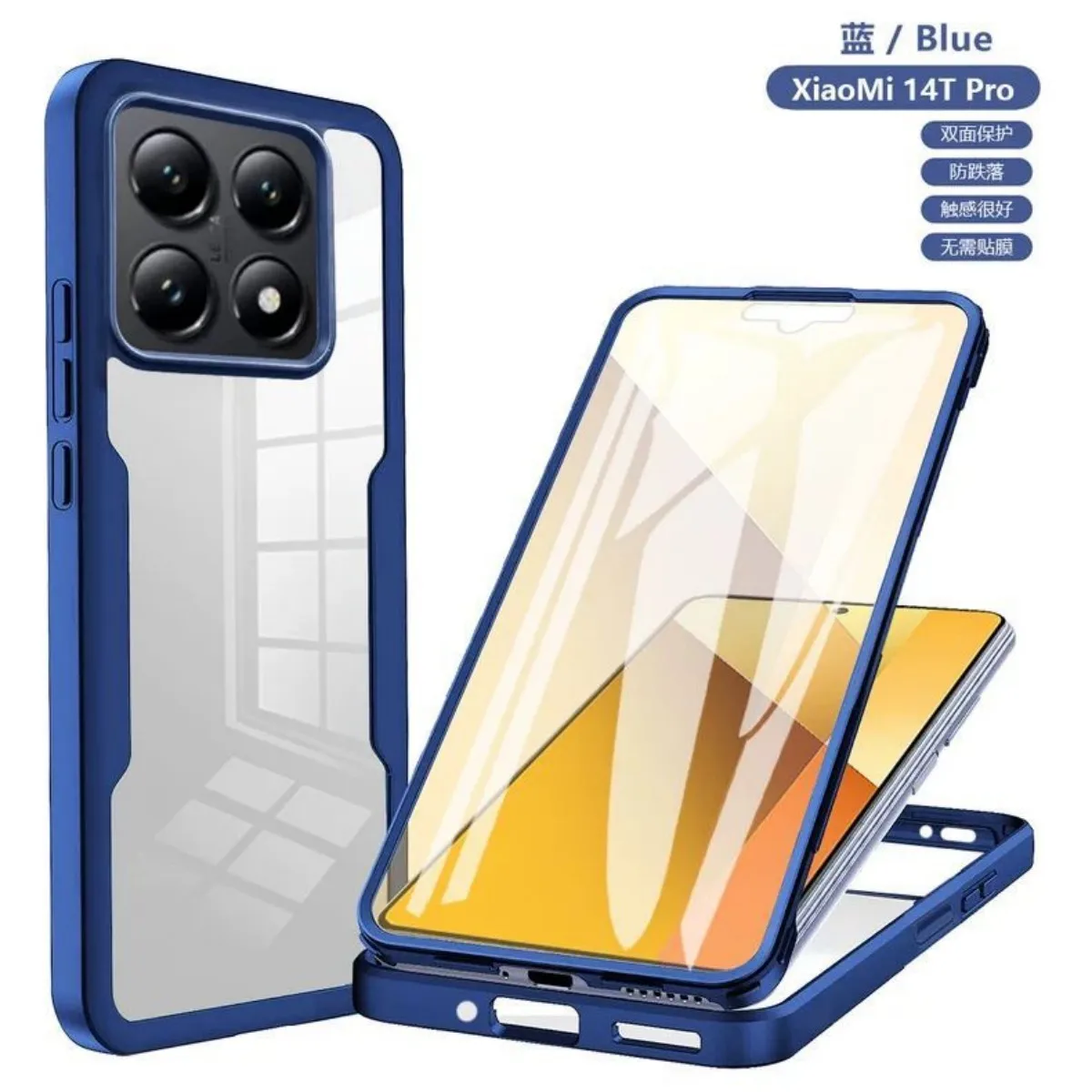 360° Shockproof Phone Case with Built-in Screen Protector and Transparent Back
