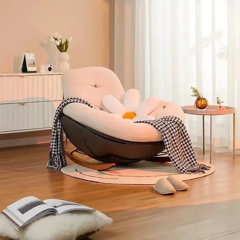 Nordic Style Single Rocking Chair Lazy Sofa Balcony Living Room Bedroom Leisure Sleeping Luxury Eggshell Penguin Chair