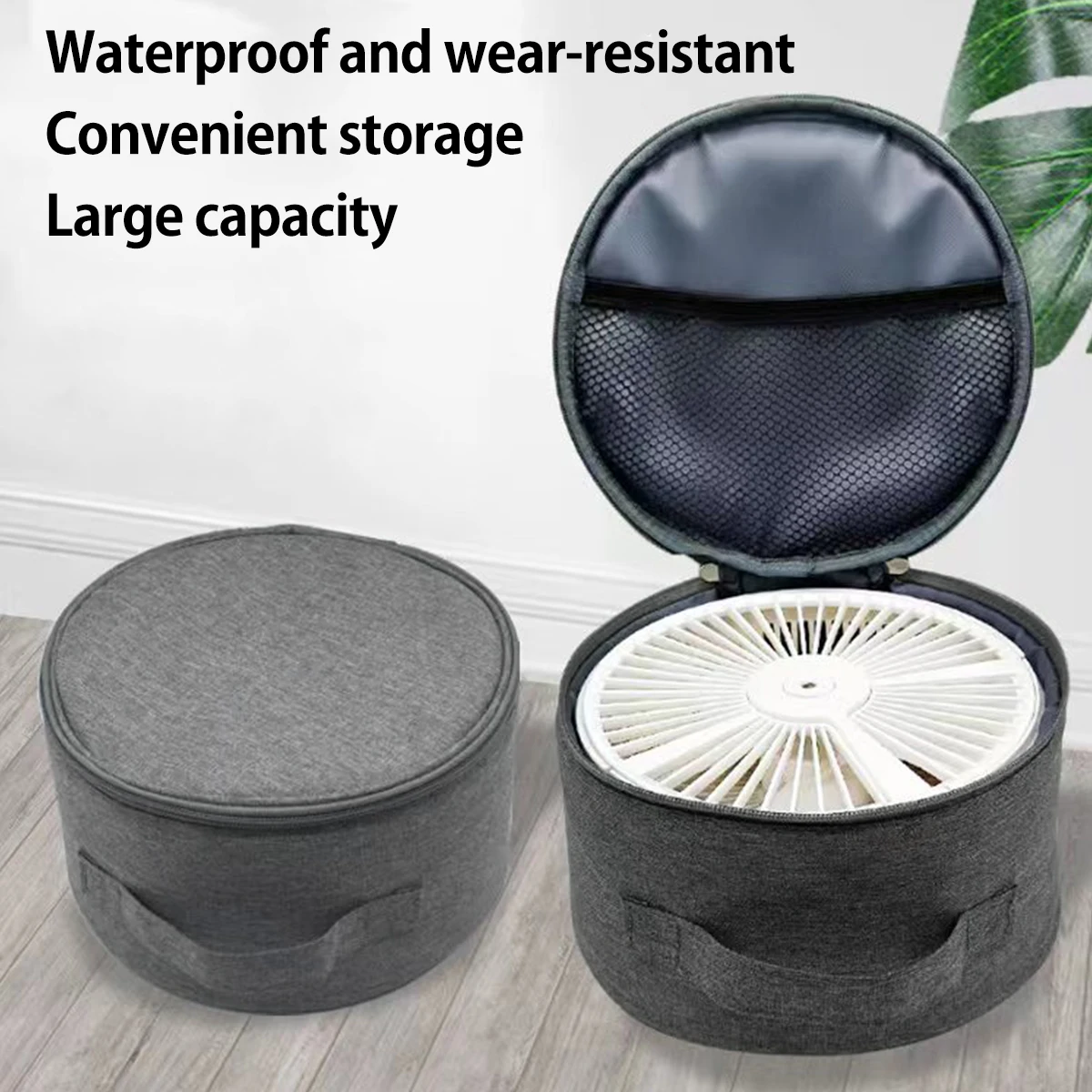 Waterproof Black Cloth Telescopic Fan Storage Bag for Travel Camping
