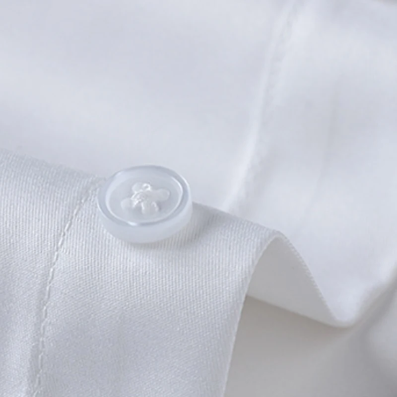 5XL High Quality Pure White Formal Dress Men's Long Sleeve Shirt Silk Smooth Spring and Autumn New Style No Iron Business Casual