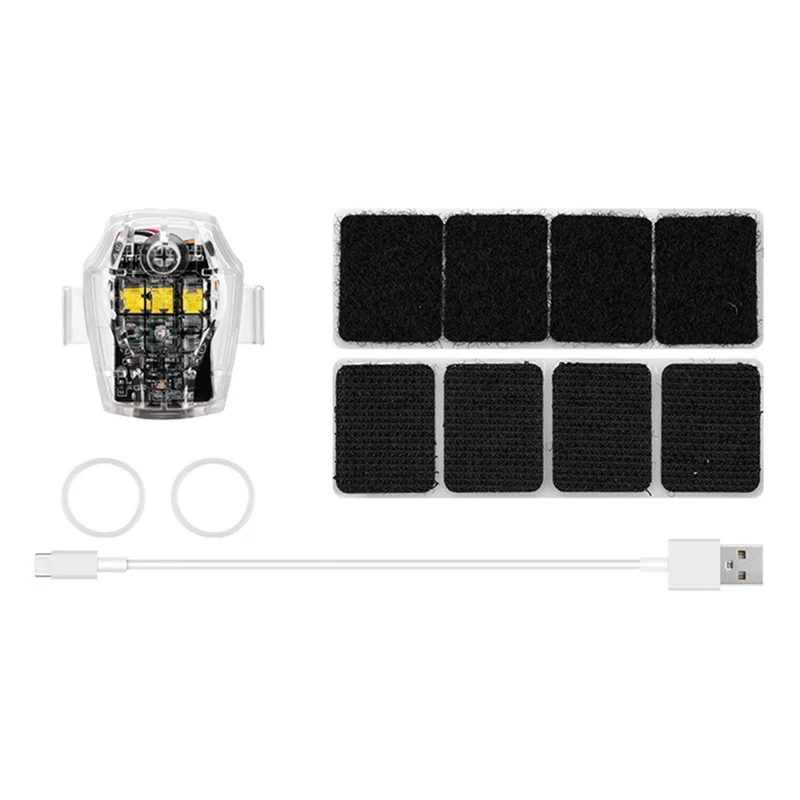 Gros plan sur le Kit d'Éclairage Stroboscopique pour Drone montrant les trois LED colorées et les boutons de mode