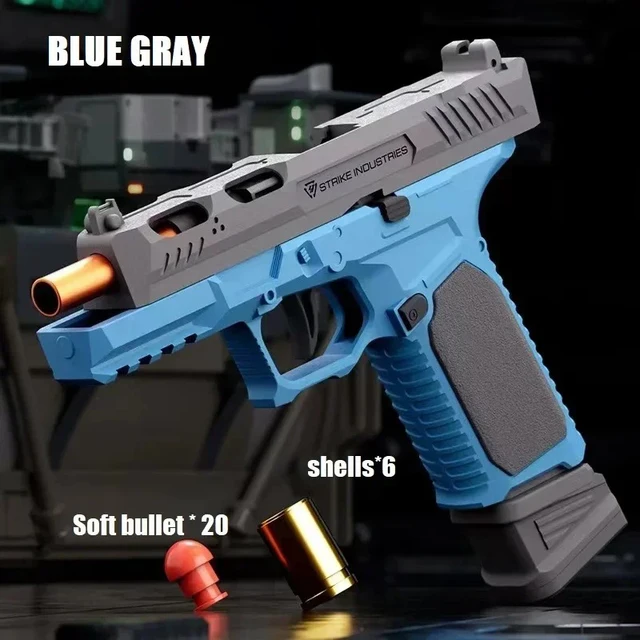 Pistol G17 Soft Bullet Toy Continuous Firing Blowback Guns Shell Ejected Manual Airsoft Weapon Kids Birthday Christmas Gift 2