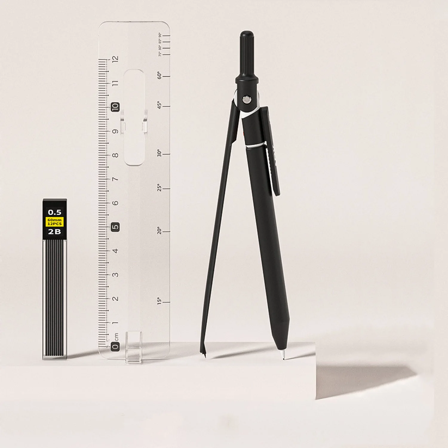 기계식 연필 세트 금속 그립 리필 가능 심 리필 나침반 자 어린이 학생 학교 제도 도면 용품