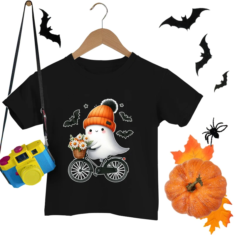 Halloween Cute Ghost Pumpkin Short Sleeves T-shirts Happy Halloween Children Boys Girls Casual T-shirt casual t shirt kids t shirt
