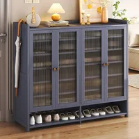 8 Tier Bamboo Shoe Storage Cabinet with Doors, 39-40 Pairs Shoe Rack for Closet, Freestanding Shoe Storage Cabinet 1