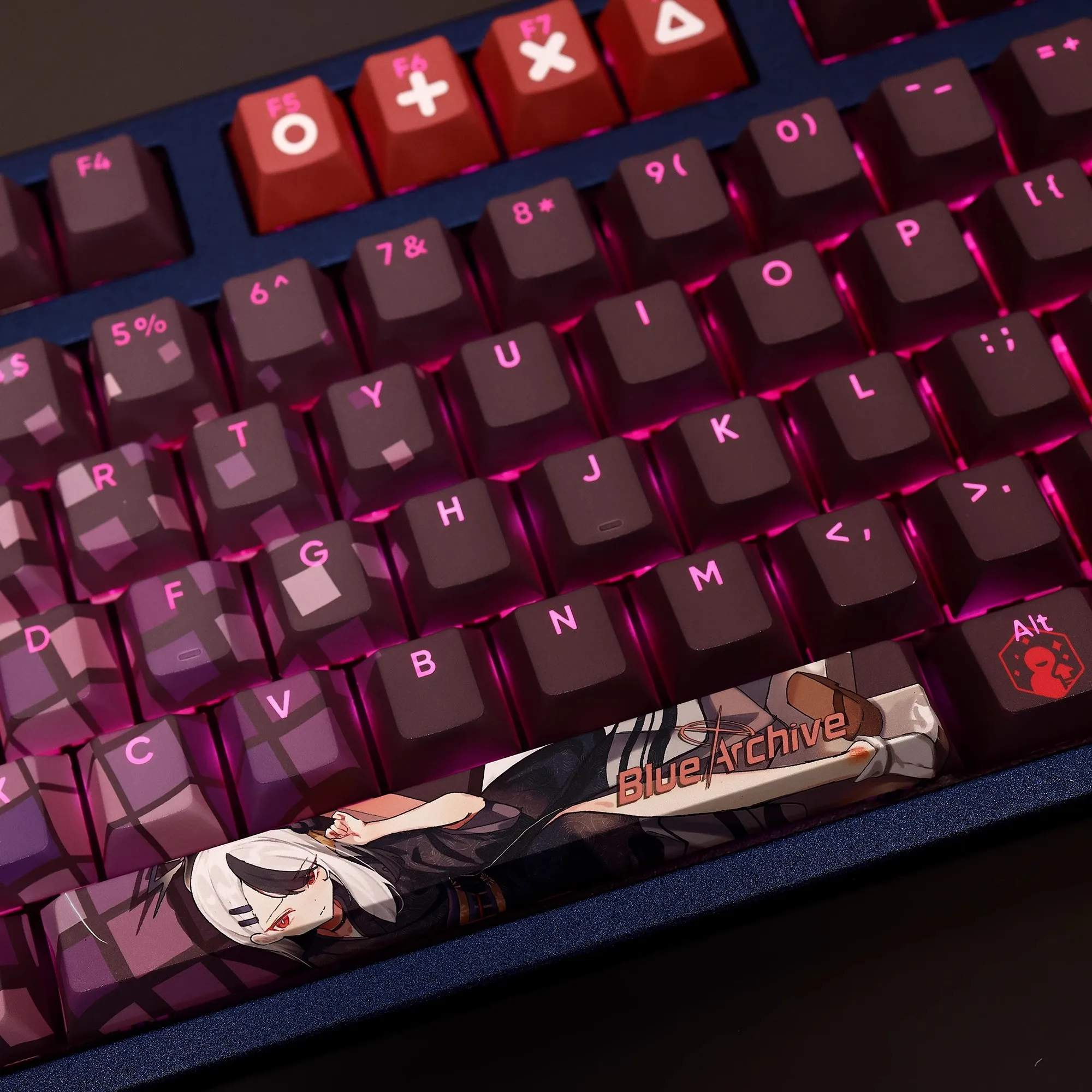 Keycaps Anime Conjunto para Teclado Arquivo Azul Onikata Kayoko Pbt Tintura Subbed Backlit Ansi 61 87 104 108 Chaves - Imagem 4