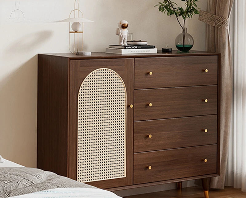 

Solid wood rattan household storage drawer sideboard