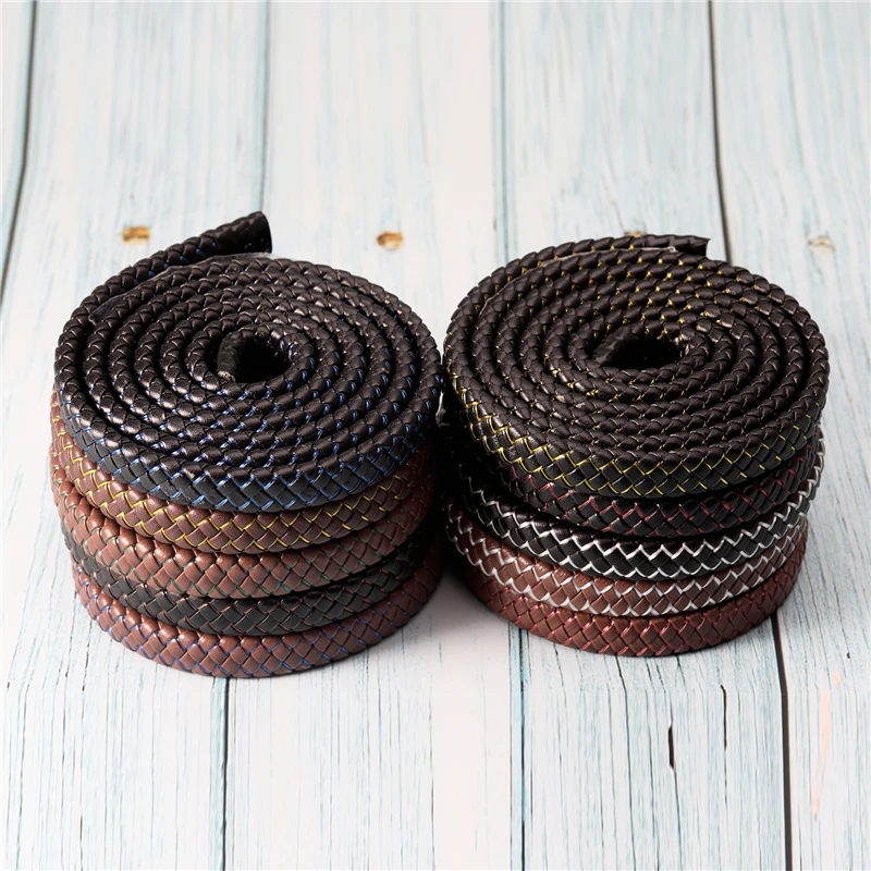 1M/Lot 12mm Braided PU Leather Cords Flat Strong Rope For Ornament Making DIY Sewing Crafts Handmade Clothing Charm Accessories