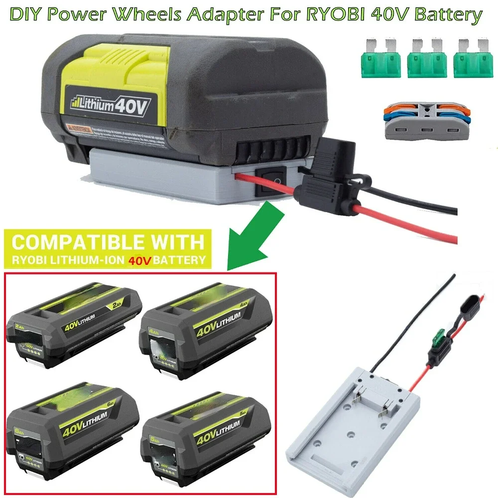 For Ryobi 40V Lithium Li-ion Battery Convert to DIY Connection Output Adapter （battery not included） 5 meters 0 2 0 3mm pure copper strip strap for 18650 21700 lithium battery connection big size 0 3 15mm copper strip welding