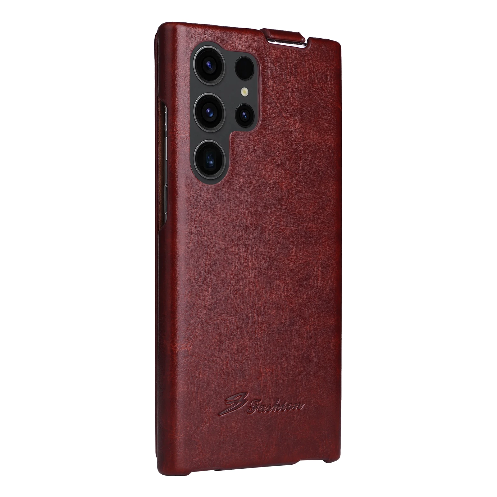 Retro Vertical Flip Genuine Leather Phone Case - Premium Hard Back Cover