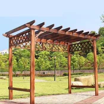Carbonized Wood Garden Pergola & Arch 2