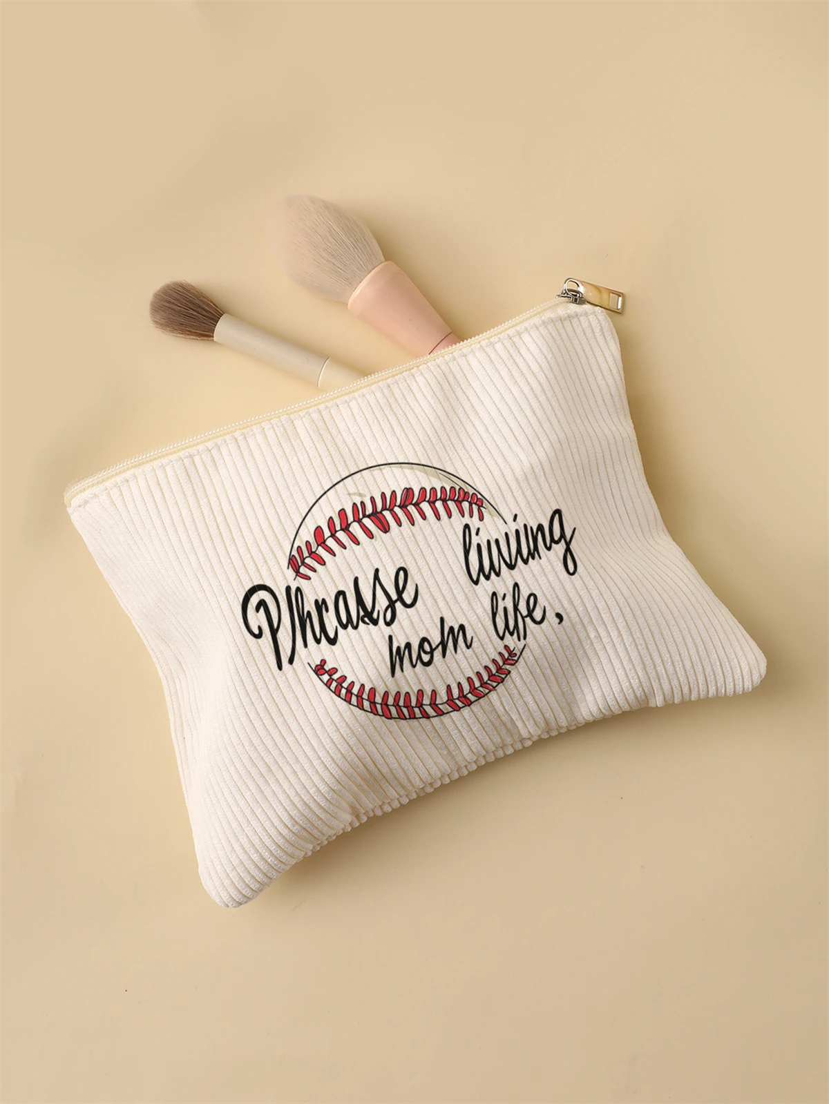 Women's Corduroy Travel Cosmetic Bag Portable Large Capacity Makeup Storage Organizer Zipper Clutch Purse Make up Bag