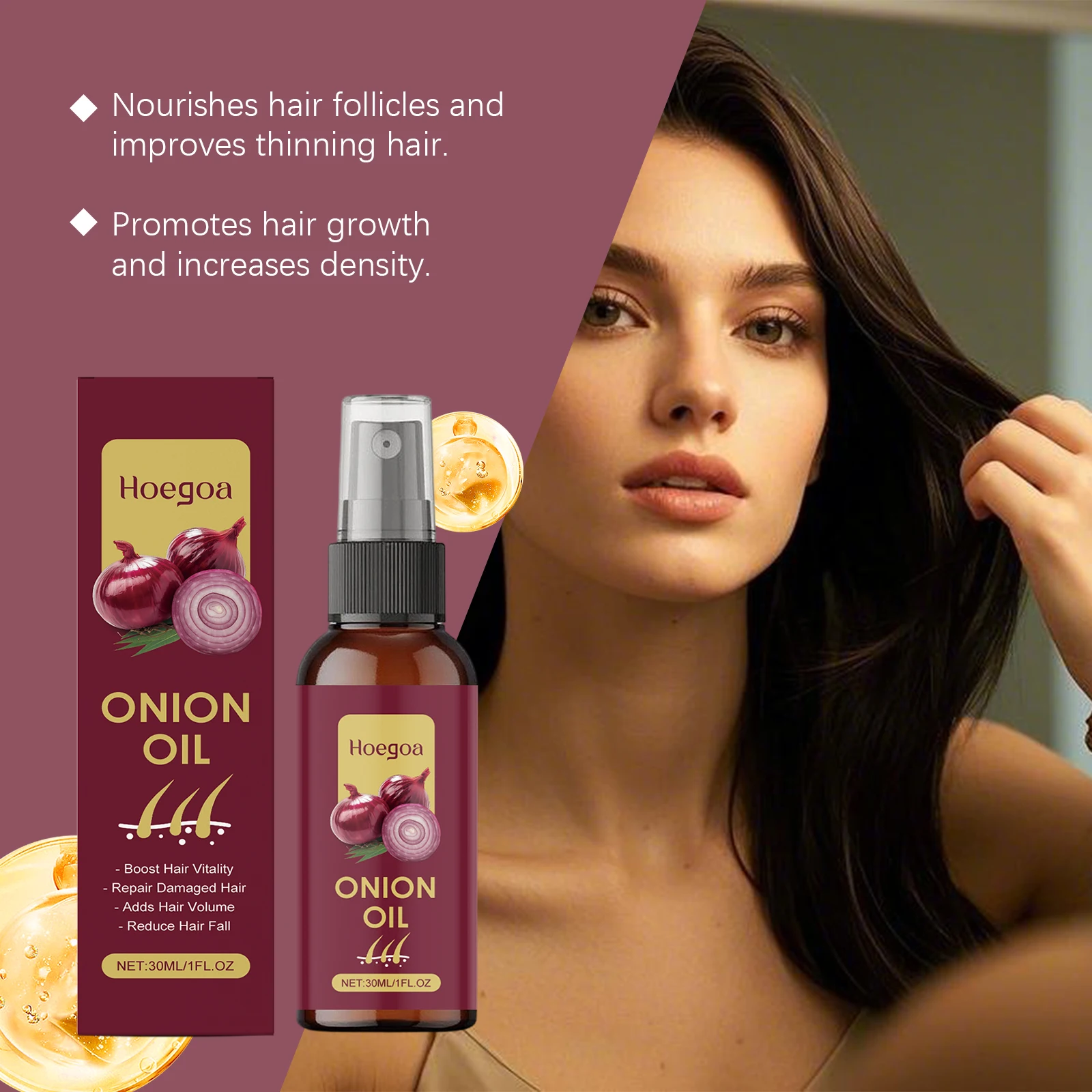 Onion Hair Care Oil - Daily Gentle Oil for Nourishing Scalp, Moisturizing Hair Strands and Being Lightweight & Non-Greasy