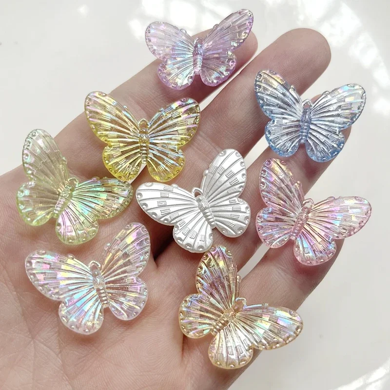 24 Stück AB Bling bunter klarer Kristall Schmetterling Flatback Strass 1 Loch Figur Anhänger Home Scrapbook DIY Applikation Handwerk