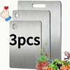 Stainless Steel 3pcs Cutting Boards - BPA-Free Dishwasher Safe Non-Slip Kitchen Boards w/Juice Groove, Rustproof & Space Saving